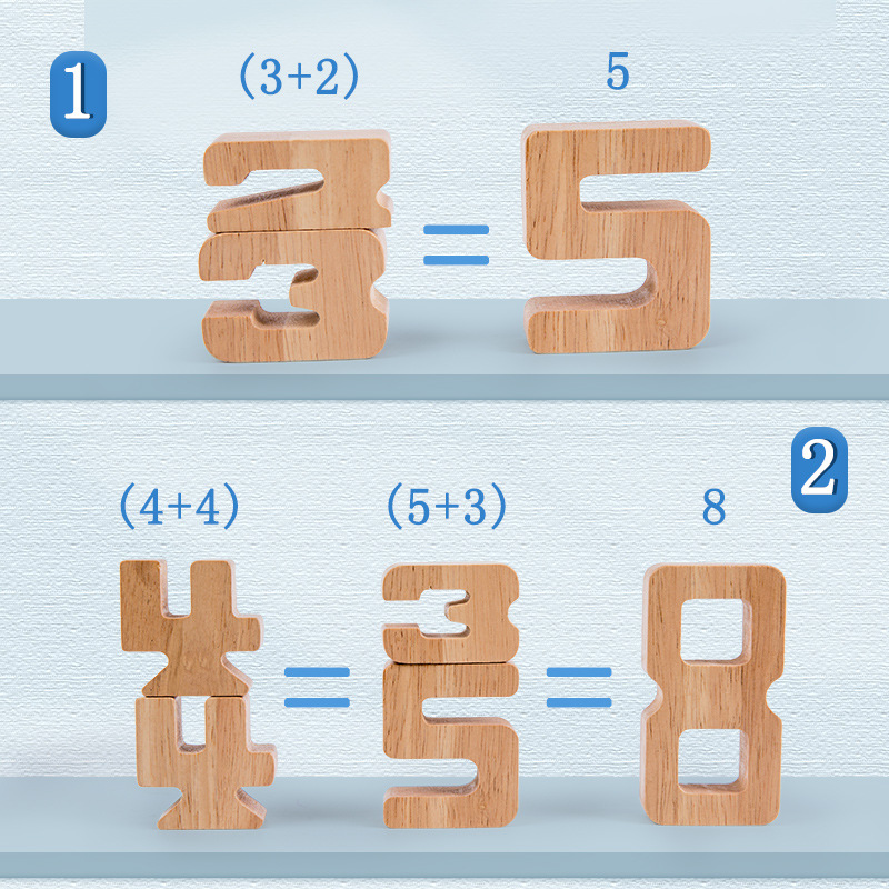 30pcs Kids Math Learning Digital Toys Wooden Number Blocks 1-10 Digital Building Block