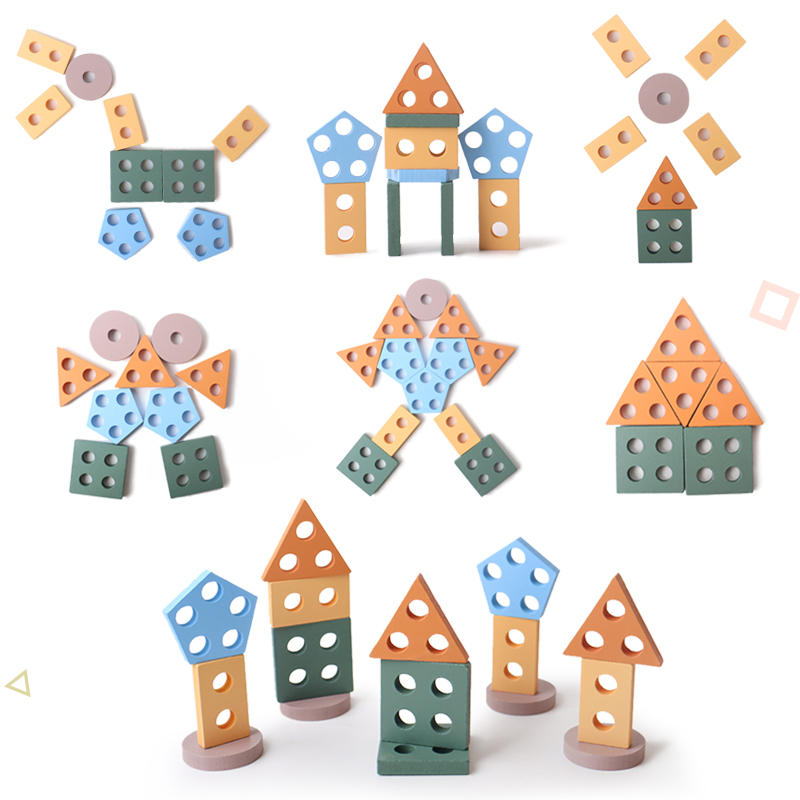 2026 New Arrival Geometric Shape Matching Building Blocks Kids Preschool Educational Matching Toys
