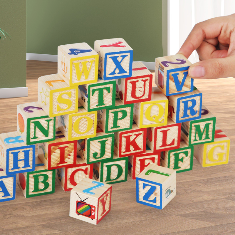 6 In1 Set ABC Letters DIY Wooden Toys Building Block Learning Shape Recognition Animal Cognition Juguetes for Kids Children