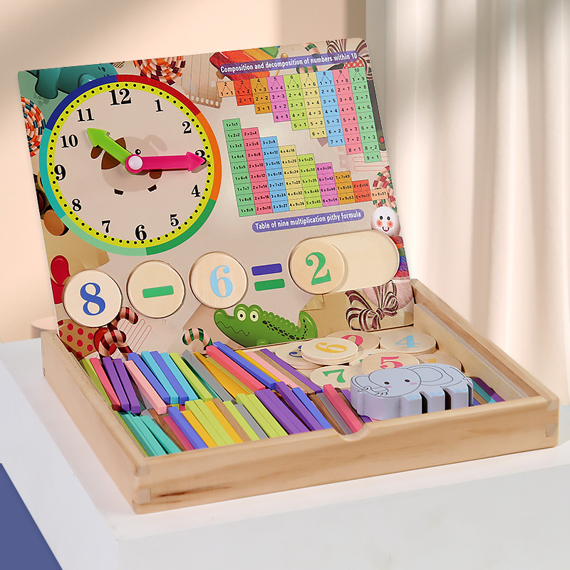 Montessori Children's Wooden Math Counting Building Blocks Stick Stacking Game Educational Teaching Aids Learning Toys for Kids