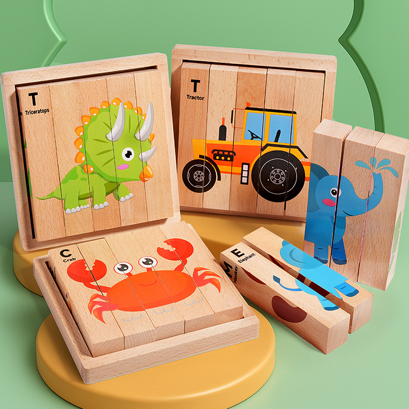 Children's DIY Wooden Alphabet Puzzle Blocks Kindergarten English Word Game Early Education Toy Boxed Strip Blocks For Kids