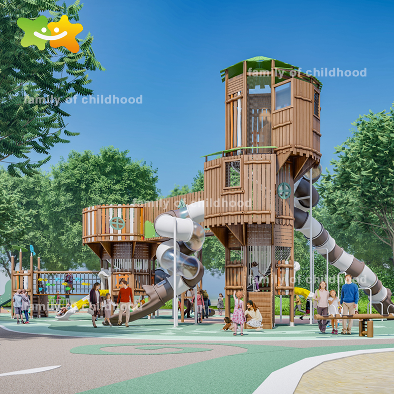 Tree House Outdoor Kids Playground Climbing Structures Outdoor Playground Equipment