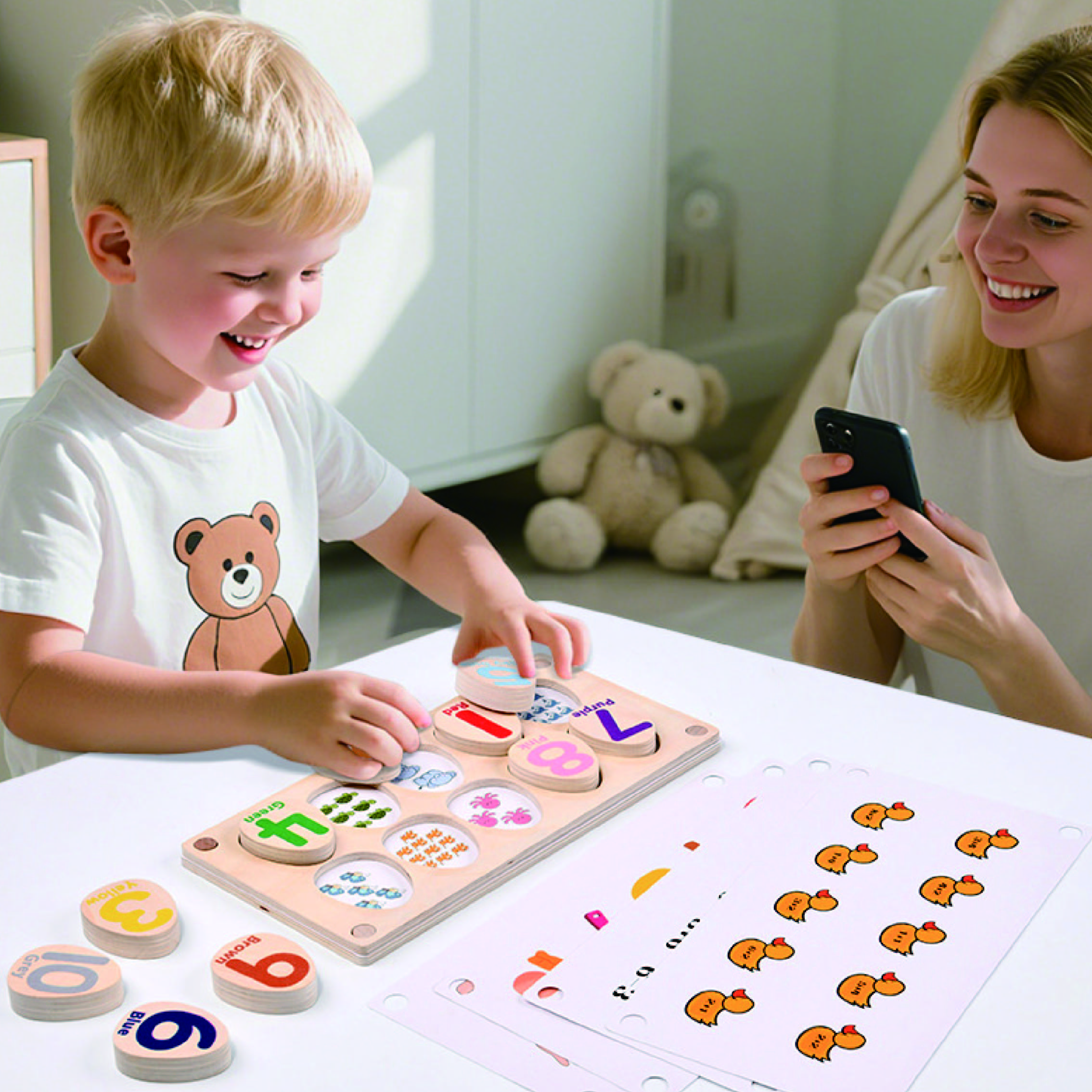 Children Wood Shape Matching Toy Building Blocks Smart Eggs Know Color Montessori Early Education 3 to 6 Years