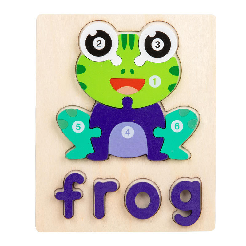 Early Educational 3D Animal Building Blocks Wooden Frog Elephant Duck DIY Toy for 5 to 7 Years