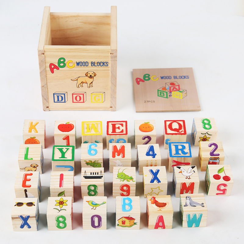 6 In1 Set ABC Letters DIY Wooden Toys Building Block Learning Shape Recognition Animal Cognition Juguetes for Kids Children