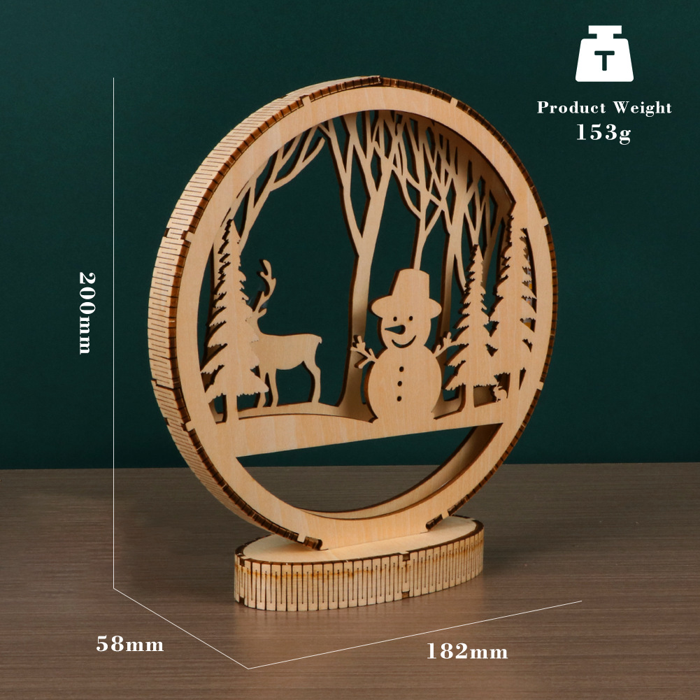 Wholesales DIY 3d Wooden Puzzle for Adults Kids for Home Decor Christmas Gift Santa Snowman Decoration Lamp