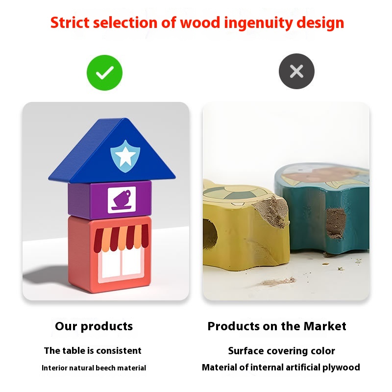 Wholesale Custom Wooden Educational Toys Urban Track Building Blocks Shape Intelligence Large Particle Building Blocks For Kids
