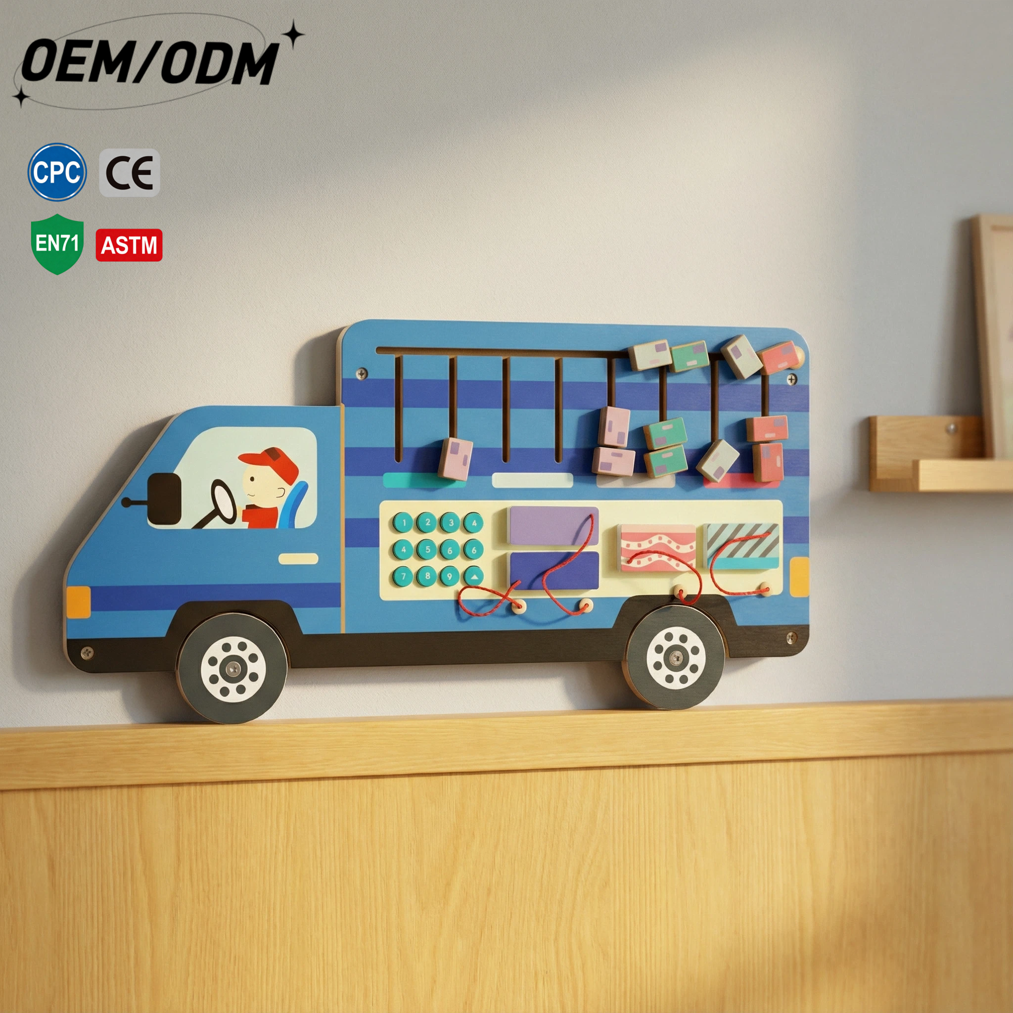 Wooden STEM Delivery Truck Educational Toy-Safe &amp; Non-Toxic Space-Saving Package Sorting &amp; Logistics Learning for Ages 2-13