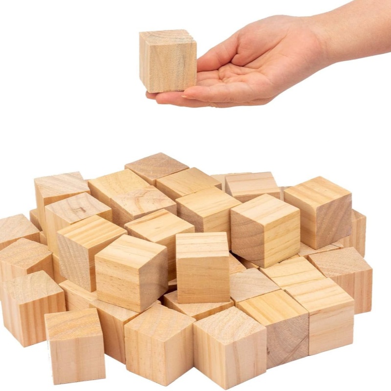 Unfinished Large DIY Wooden Cubes For Home Decor Blocks For Toy Whittling Natural Wood Blank With Engraving Pattern Model