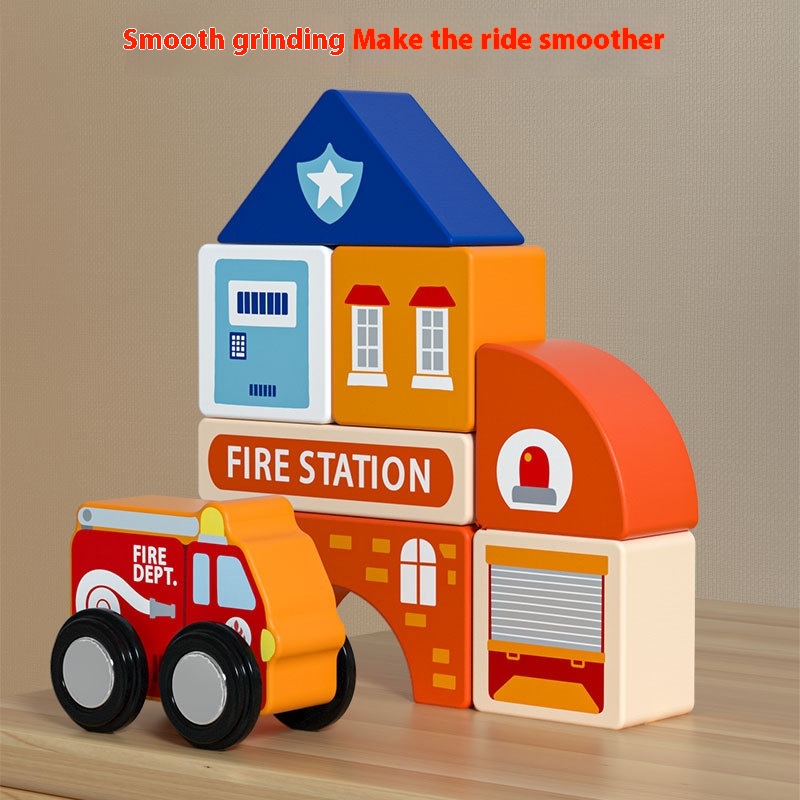 Wholesale Custom Wooden Educational Toys Urban Track Building Blocks Shape Intelligence Large Particle Building Blocks For Kids