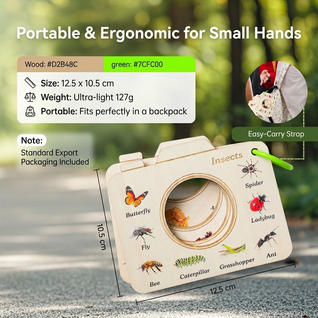 Wholesale Montessori Wooden Magnifying Glass Nature Exploration Toy Set Outdoor Learning Preschool Educational Wooden Book Toys