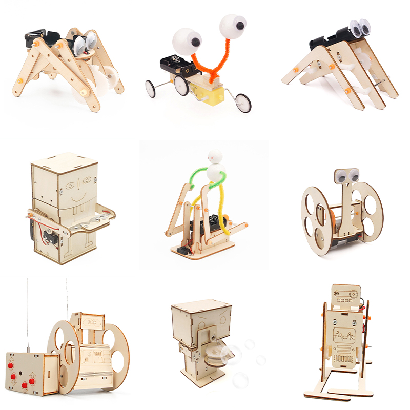 Popular Wooden Robotic Building Kit Steam Electric Projects Engineering Set Diy Stem Science Toy for School