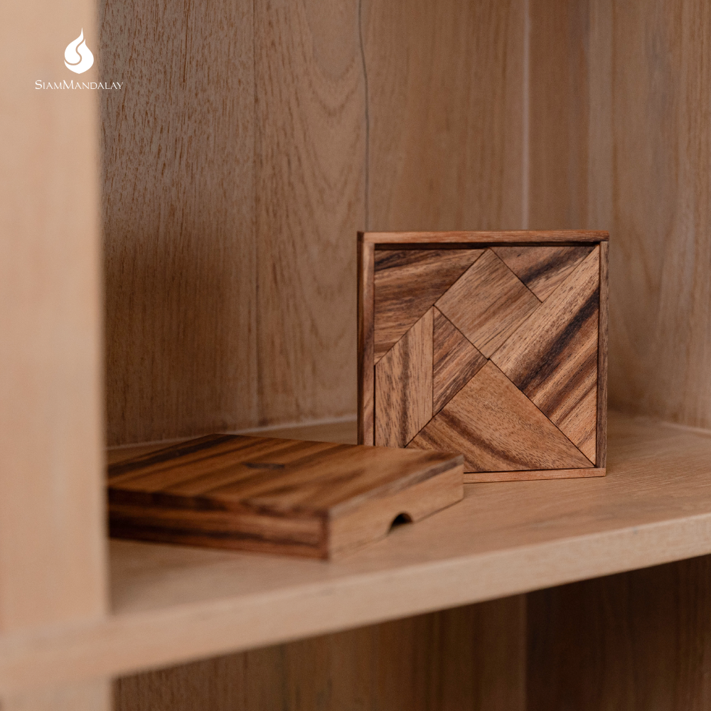 Tangram : Wooden Tangram Puzzle Geometric Brain Teaser STEM Educational Wood Toy By SiamMandalay Brand