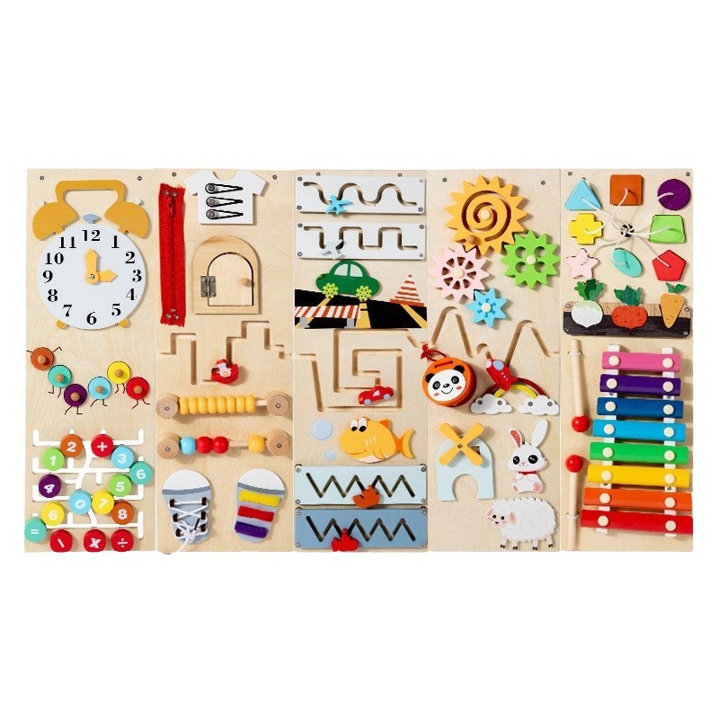 Wooden Sensory Children's Multifunctional Busy Board Educational Toy for Indoor Play and Early Learning