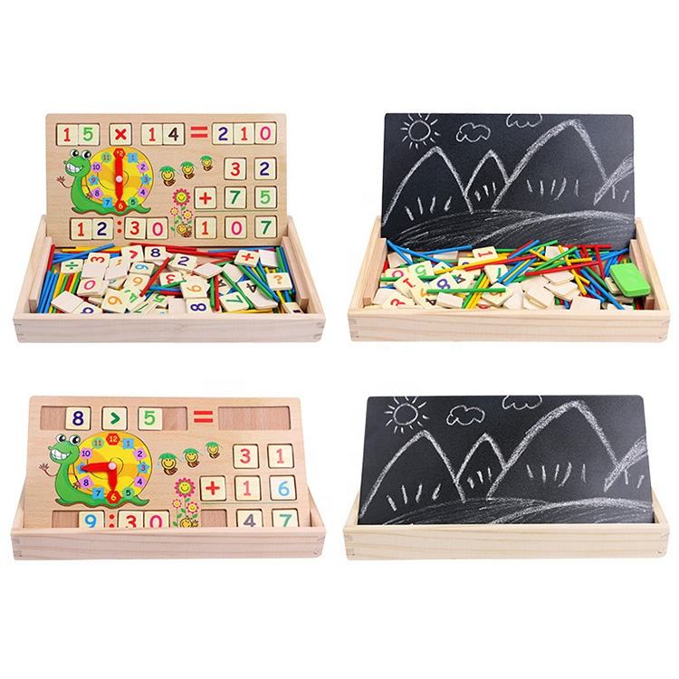 Montessori Multifunctional Wooden Cognitive Game Box Children's Early Education Board Clock Math Calculation Educational Toys