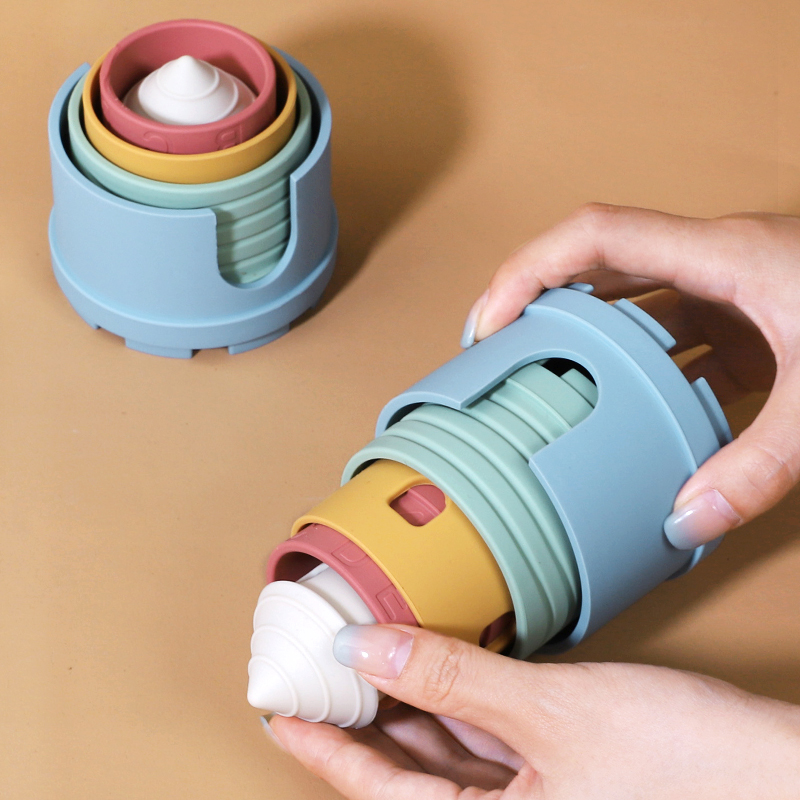 Montessori Educational Toys For Babies Soft Castles Stacking Building Blocks Silicone Baby Stacking Toys Soft Baby Teething Toys