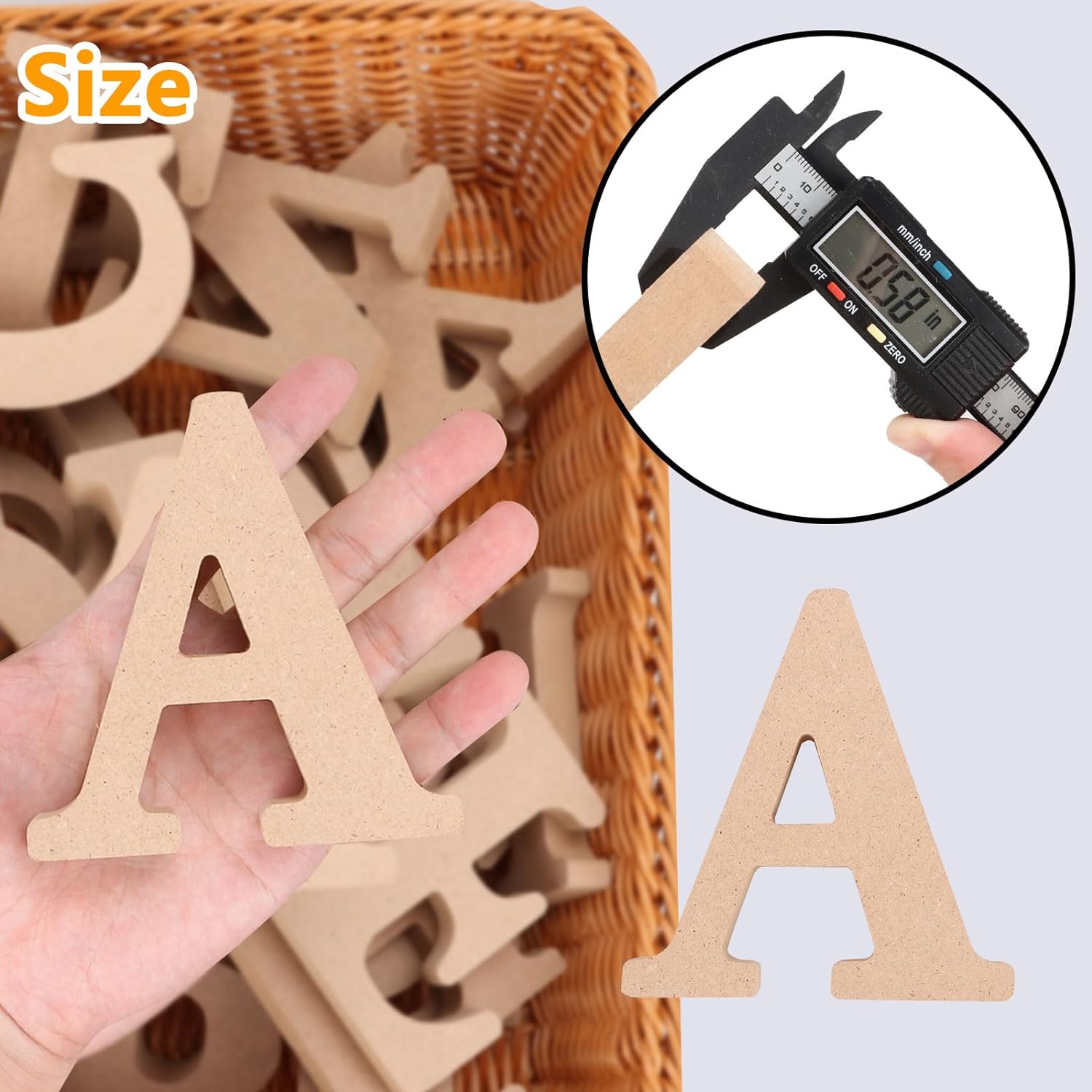 26PCS DIY Wooden Letters 4 Inch Wooden 3D Standing Alphabet Letters Unfinished Wood Letters For Crafts