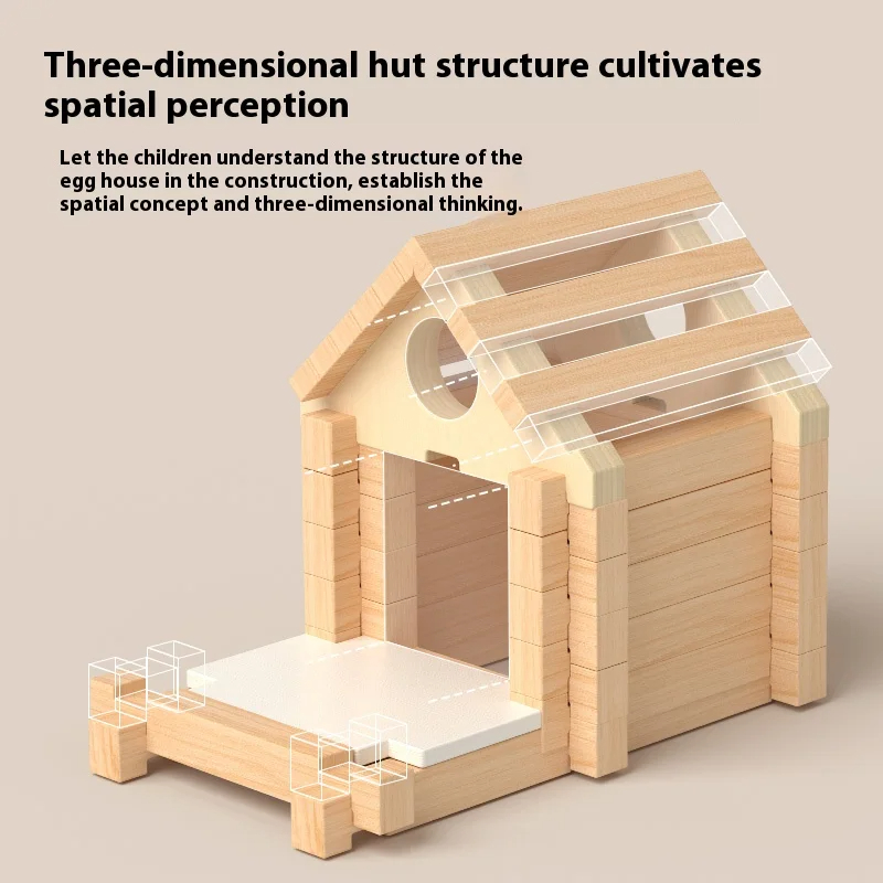 Lu Ban Mortise Tenon Building Blocks for Children's Early Education Small Architect Assembly Construction Wooden Toys Age 2-4