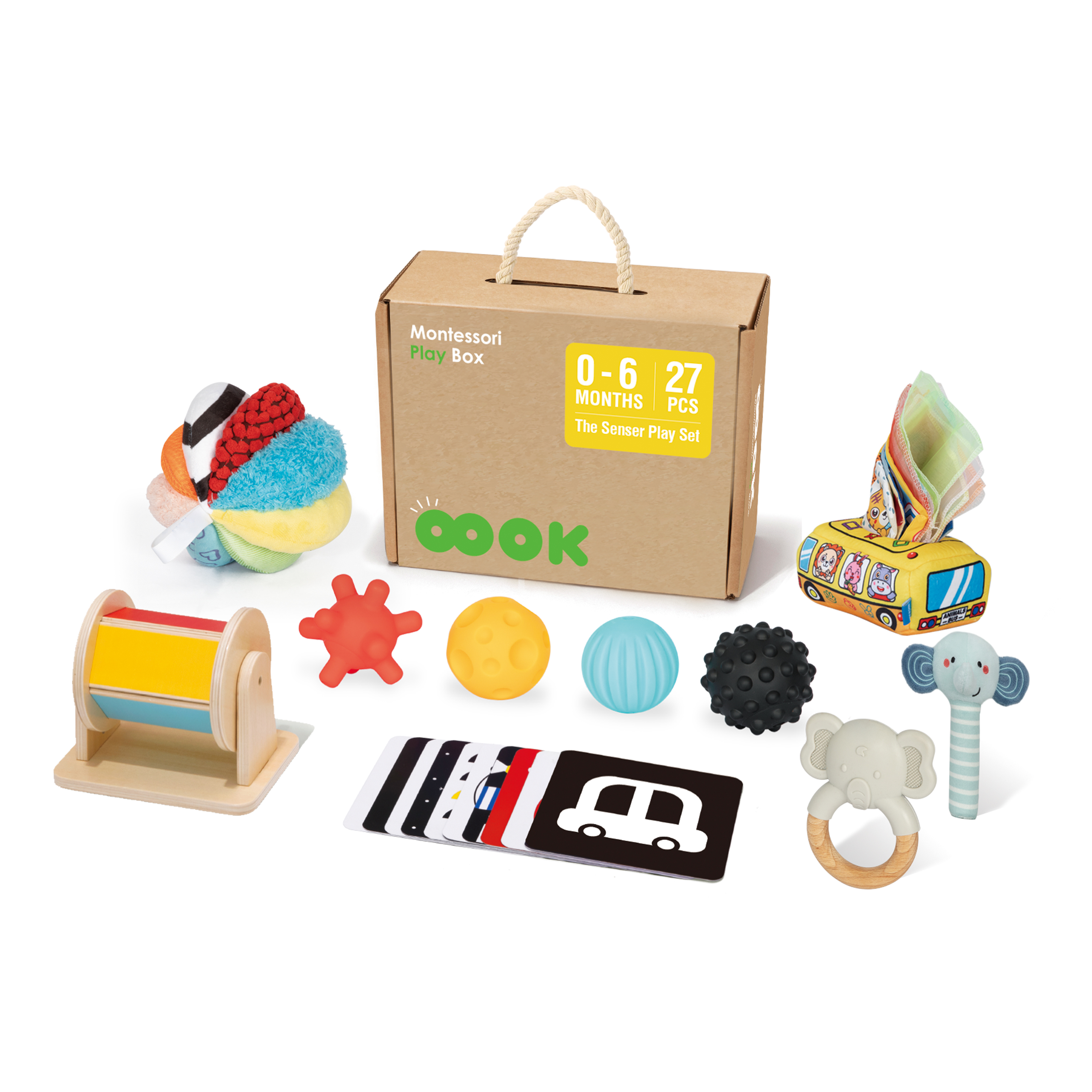 Montessori Wooden Toys Educational Box Set Early Educational 0-6Months Hand-eye Coordination Toys Color Cognitive For Kids