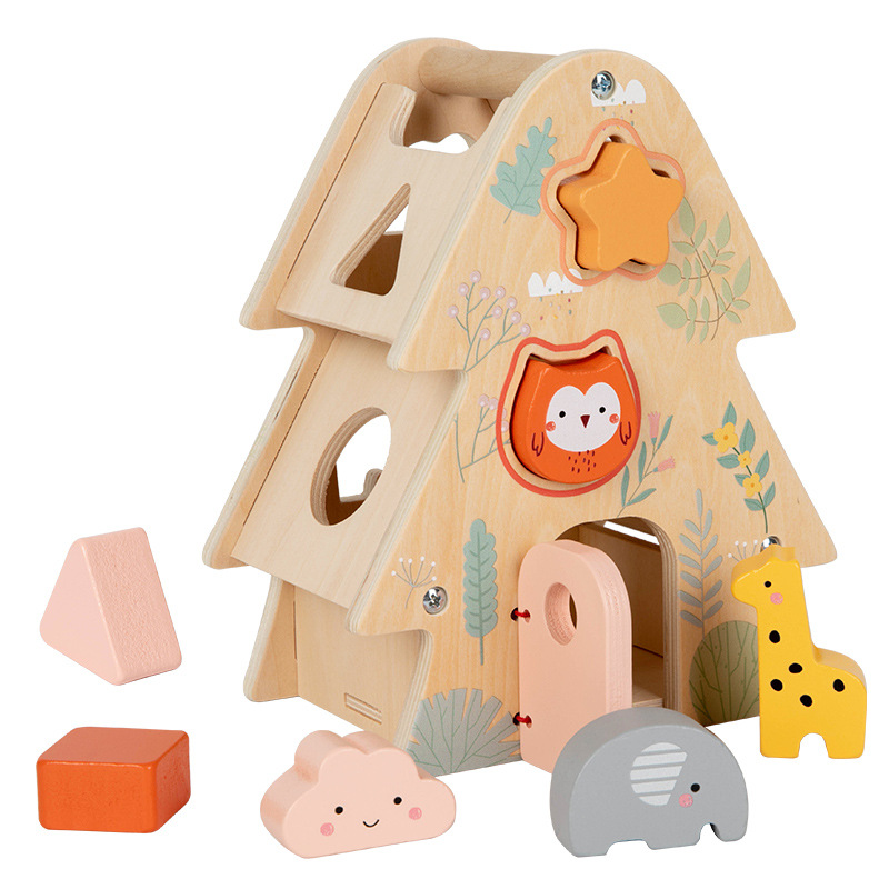 Cileowood Cartoon Animal-Shaped Wooden Sorter Educational Activity Center Kids Boys Girls Toy Intelligent EMatching Game