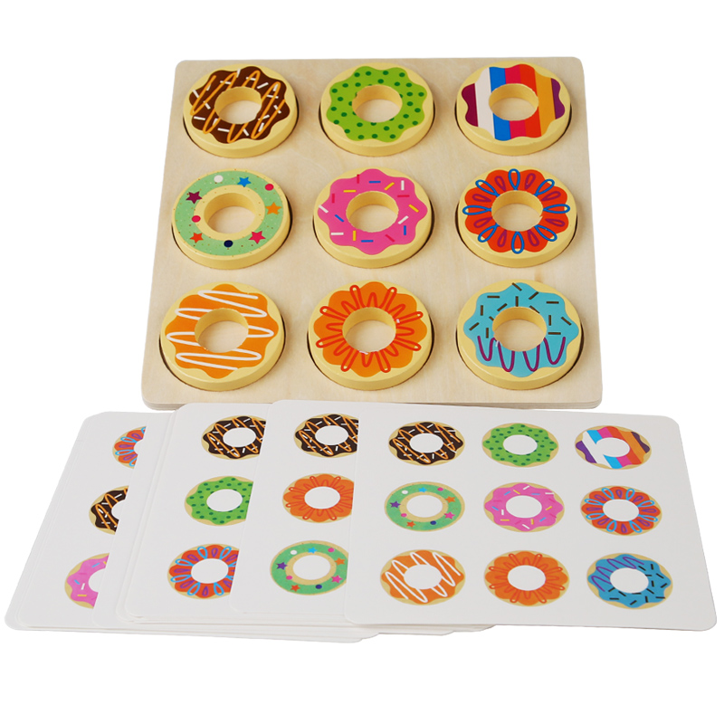 Montessori Toy Wooden Color Matching Toy, Funny Creative Activities Practical Educational Toy, Donuts Sorting Game for Kids Toys