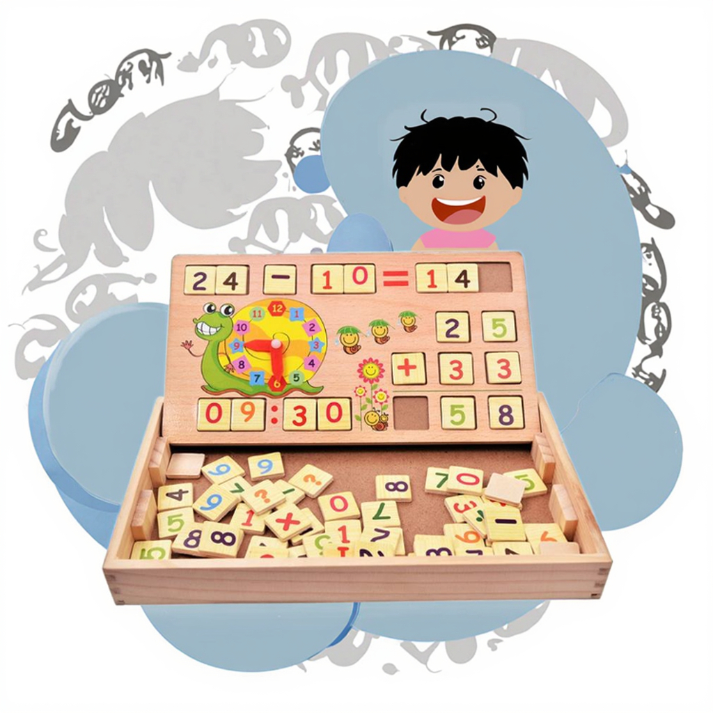 Montessori Multifunctional Wooden Cognitive Game Box Children's Early Education Board Clock Math Calculation Educational Toys