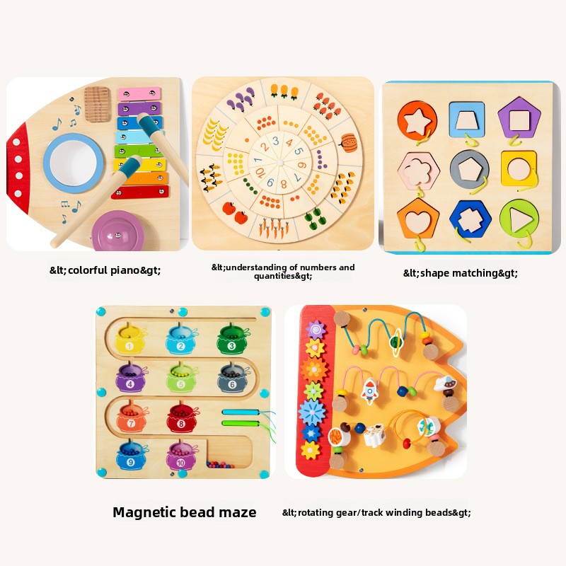 Montessori Sensorial Wooden Wall Game Interesting Educational Busy Board Toy Kids Wall Mount Learning Panels
