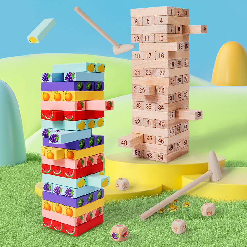 Educational Wooden Block Tower Game Classic Indoor and Outdoor Games Wooden Stacking Toys