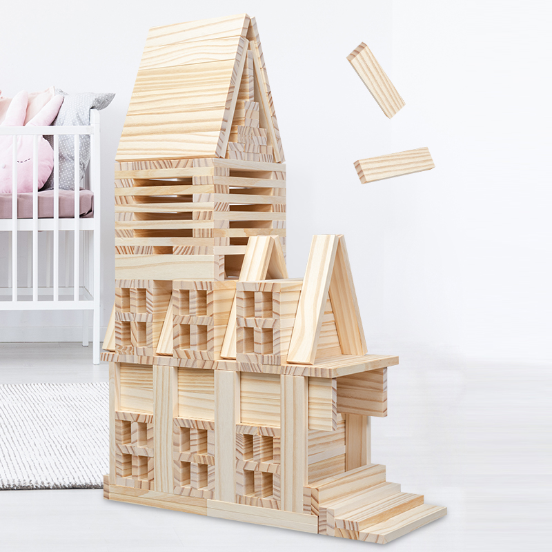 New Wooden Montessori Toys High Quality Colorful Wooden DIY Wooden Log Color Building Blocks Toy Wooden Construction Sets