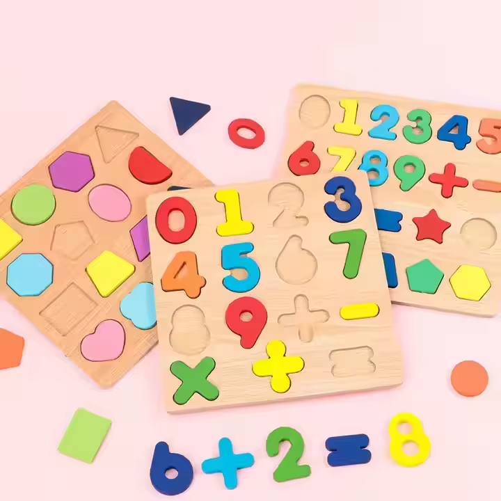 Montessori Learning Alphabets 3D Puzzle Game Number Shape Board for Kids Educational Toy for Boys Girls Wood Material MOQ 100pcs