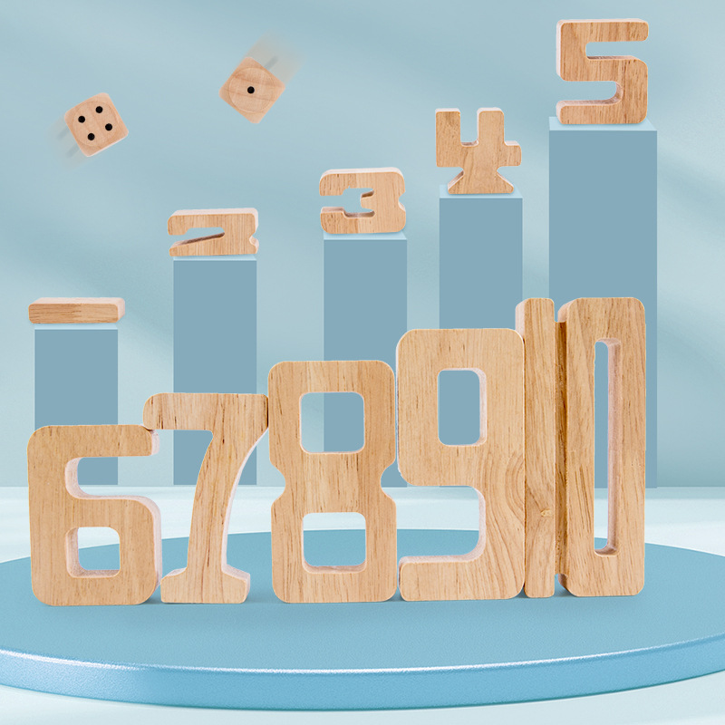 30pcs Kids Math Learning Digital Toys Wooden Number Blocks 1-10 Digital Building Block