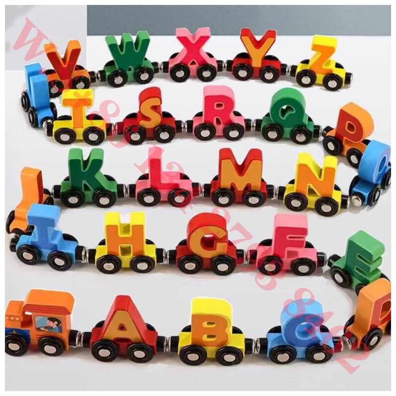 lz 4KMINI splicing 26 letters train wooden toy assembly train building blocks