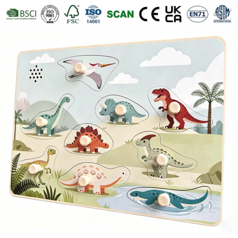 Animal Themed Design Wooden Jigsaw Puzzle Board Electronic with Sound Effect Cognition Educational Puzzle Toy for Children