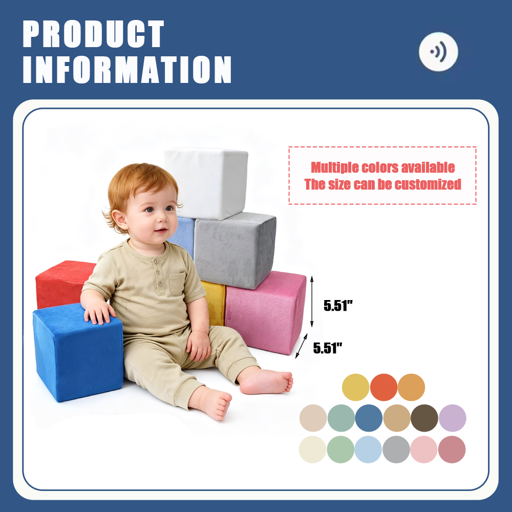 Factory Custom Colorful Soft Baby Toy 14cm Cubic Foam Stacking Toy Set For Toddler Early Educational Sports Theme