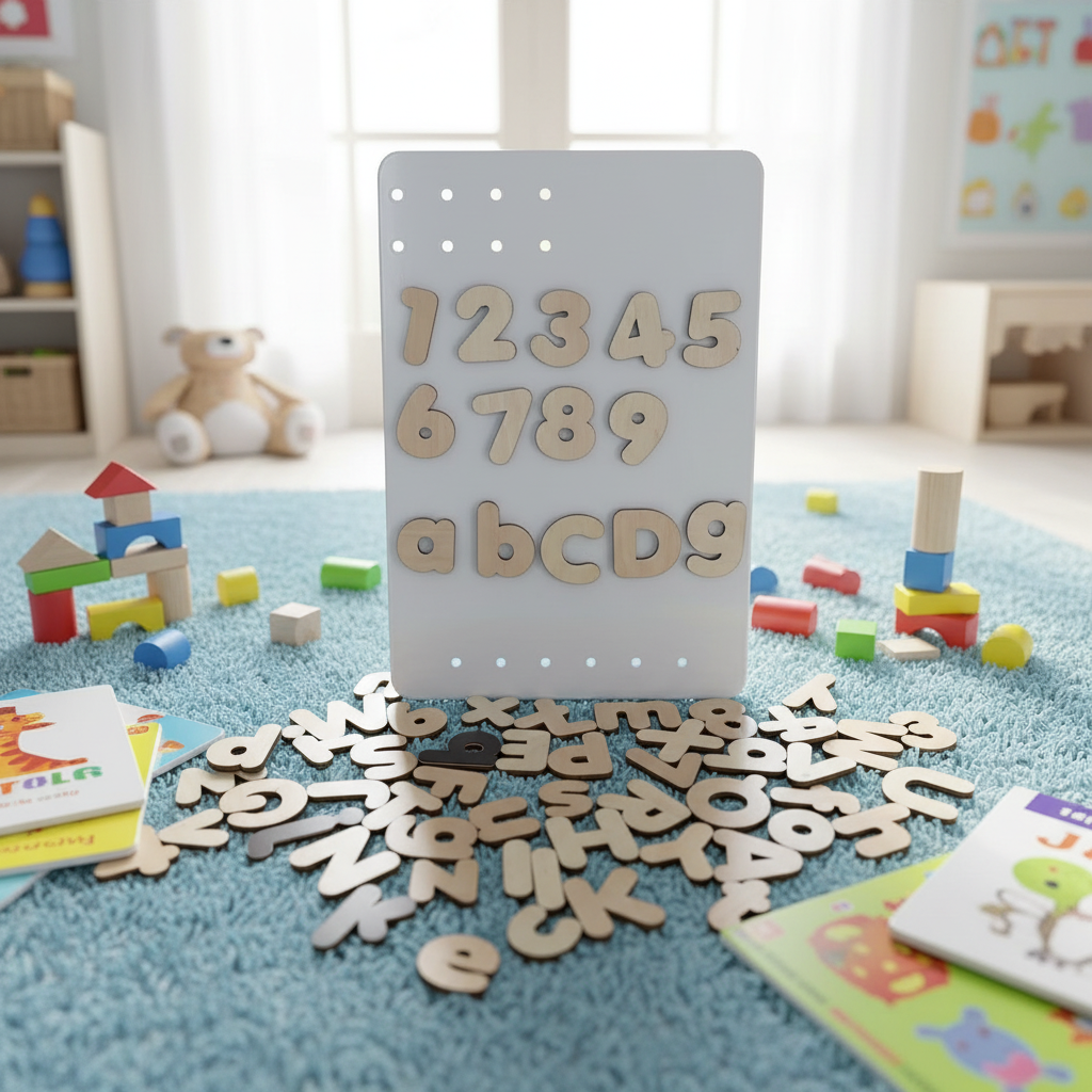 Montessori Style Wooden Alphabet Magnets Safe Eco-Friendly ABC Toy for Kids Early Childhood Learning
