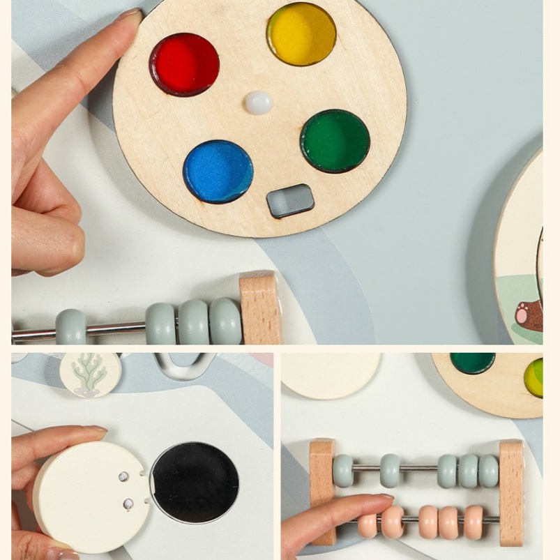 Montessori Busy Sensory Board Educational Activity Cube Wood LK-BRAND Unisex Daycare Playroom Furniture Interactive Travel Toys