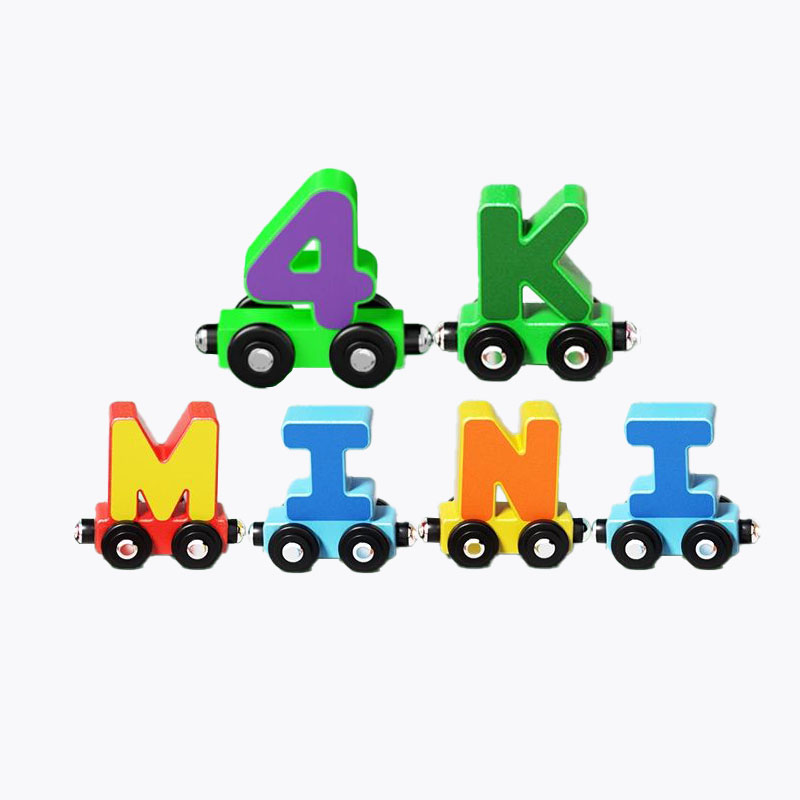 lz 4KMINI splicing 26 letters train wooden toy assembly train building blocks