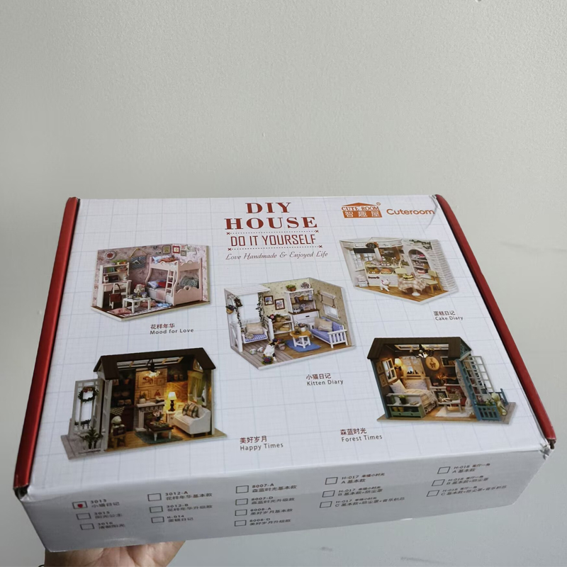 Handmade Mini House with Furniture Light Toys Set DIY Wooden Room Small Doll's House Models Miniature Building Block Kit