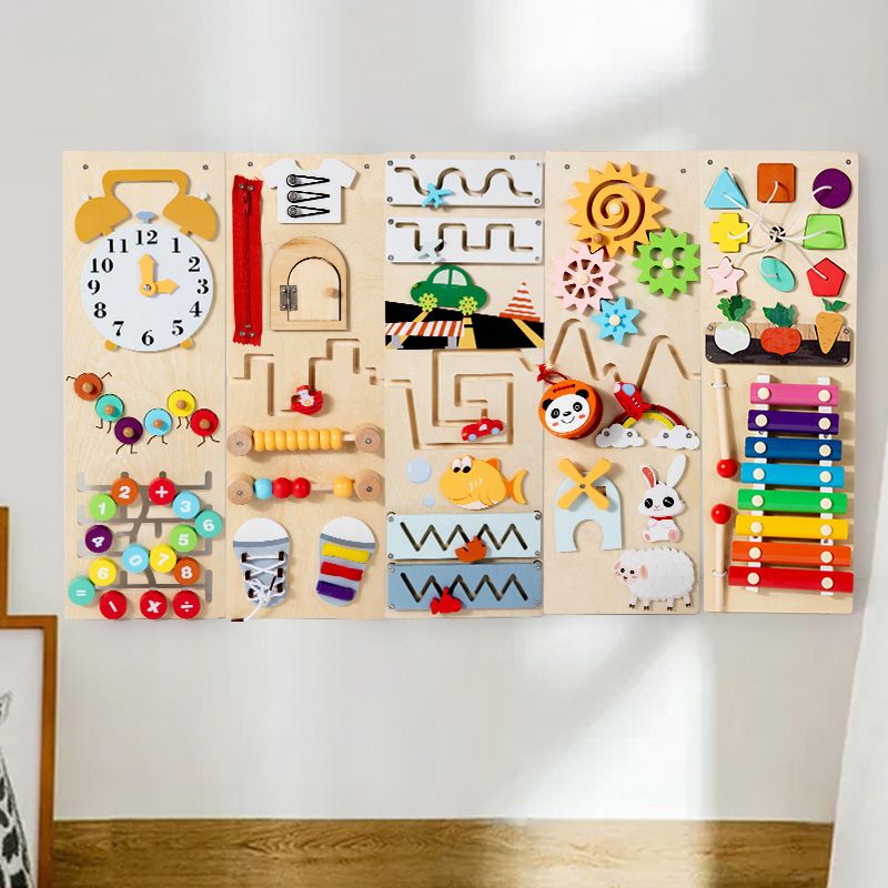 Wooden Sensory Children's Multifunctional Busy Board Educational Toy for Indoor Play and Early Learning