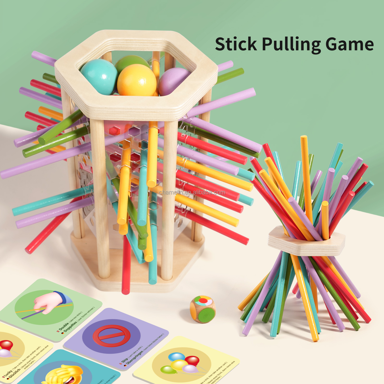 New Arrival Montessori Game Wooden Board Dice Games Classic Fun Kerplunk Games Colorful Stick Pulling Math Educational Toys