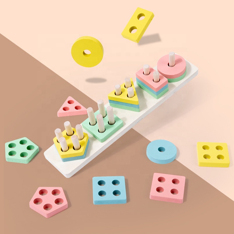 Montessori Toys Wooden Sorting Stacking Toys for Toddlers Kids Preschool Educational Toys Color Recognition Shape Sorter