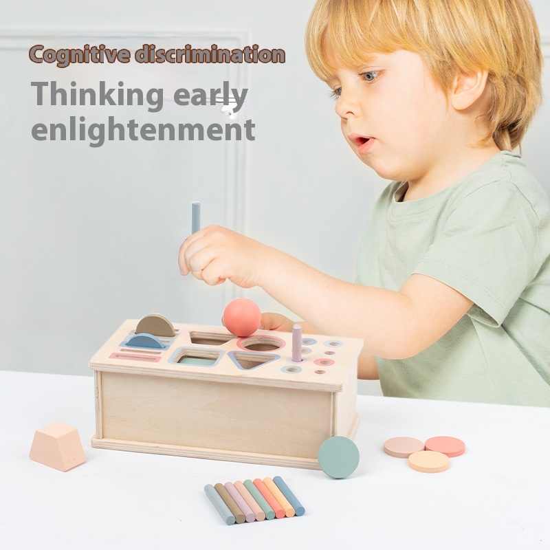 Montessori Wood Coin Box Educational Toy for Infants &amp; Children Color Recognition &amp; Shape Matching Early Education