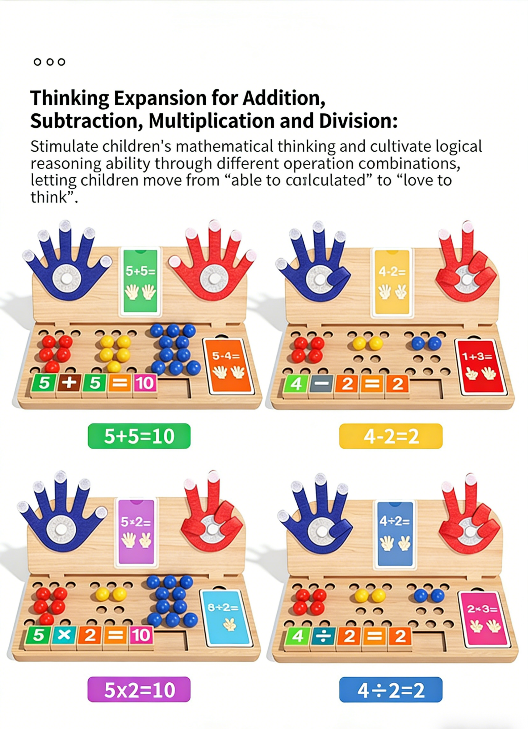 Wholesale Fun Children's Wooden Math Operation Toys Finger Counting Addition Subtraction Cognitive Math Educational Toy for Kids