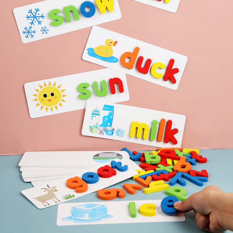 Montessori Wooden Educational Math &amp; Spelling Scrable Learning Toy Alphabet Puzzle Eco-friendly Preschool 3-6 Years Word Game