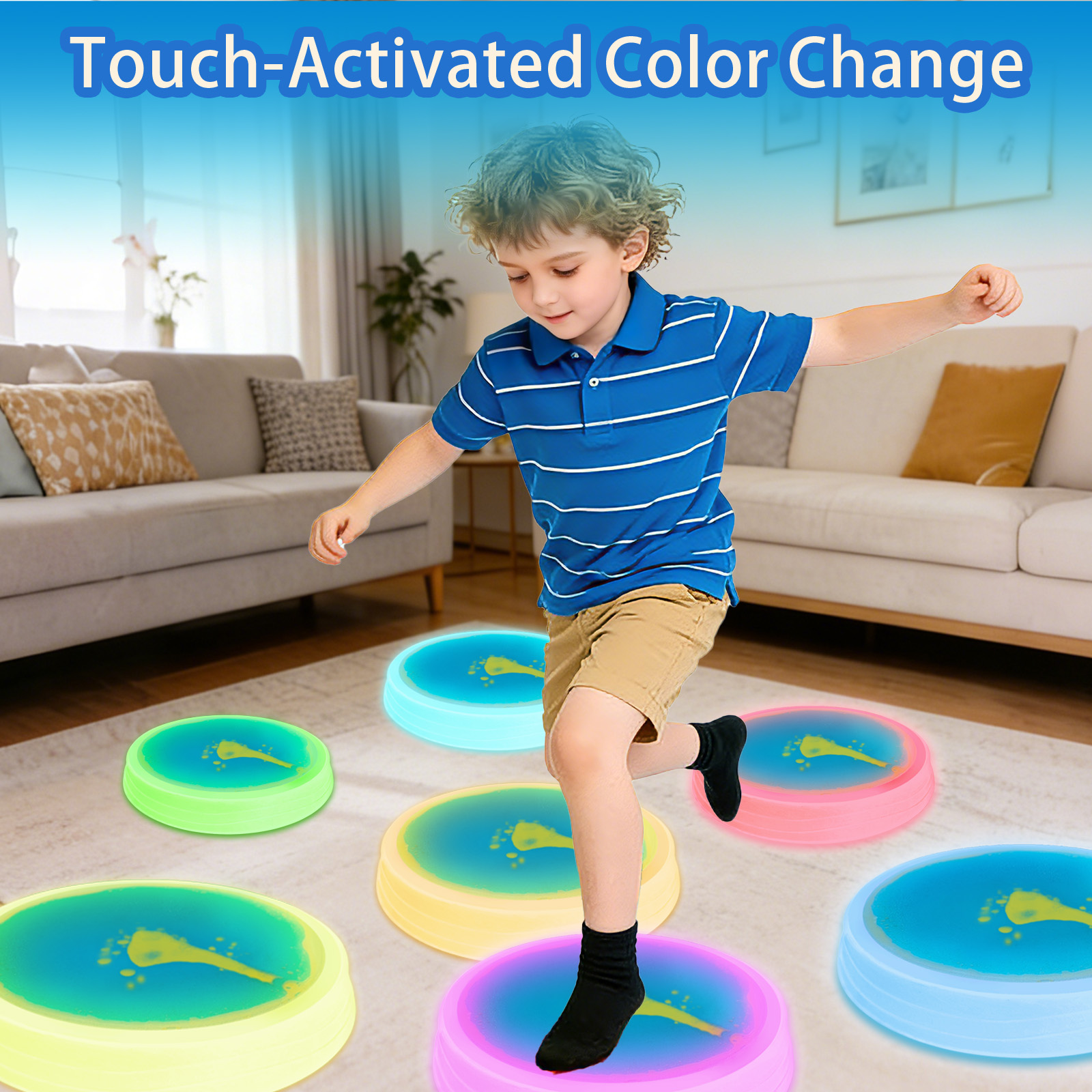 Top Seller Montessori Light Up Balance Stones Colorful PP &amp; TPE Toddler Early Education Sensory Training Toy For Ages 3-12