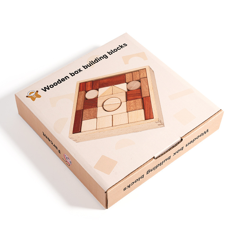 Natural Wood Building Blocks Early Educational Stacking Toys Kids Montessori Geometric Shape Cognition Game Children Wooden Toy