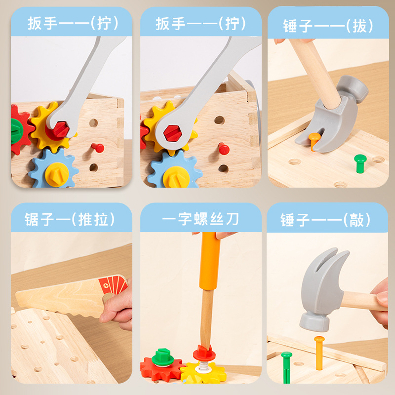 Montessori STEM Educational Pretend Play Toys 5-7 Years Kids Learning Wooden Garden Tool Electronic Toy Set Color Box Unisex BNT