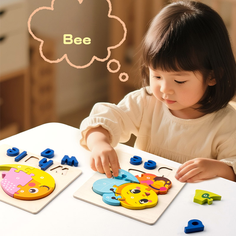 Children 3D Animal Traffic Jigsaw Puzzles Spell Alphabets Learning Blocks Board Games Educational Toys For Kids Boys Girls