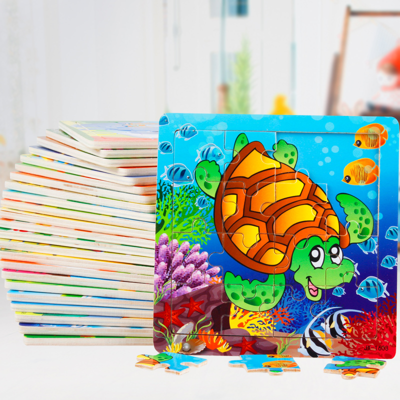 Wholesale 16Pcs Wooden Jigsaw Puzzle Games Animal Alphabet Number Cognition Educational Learning Toys For Kids Boys Girls