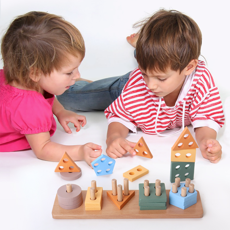 2026 New Arrival Geometric Shape Matching Building Blocks Kids Preschool Educational Matching Toys